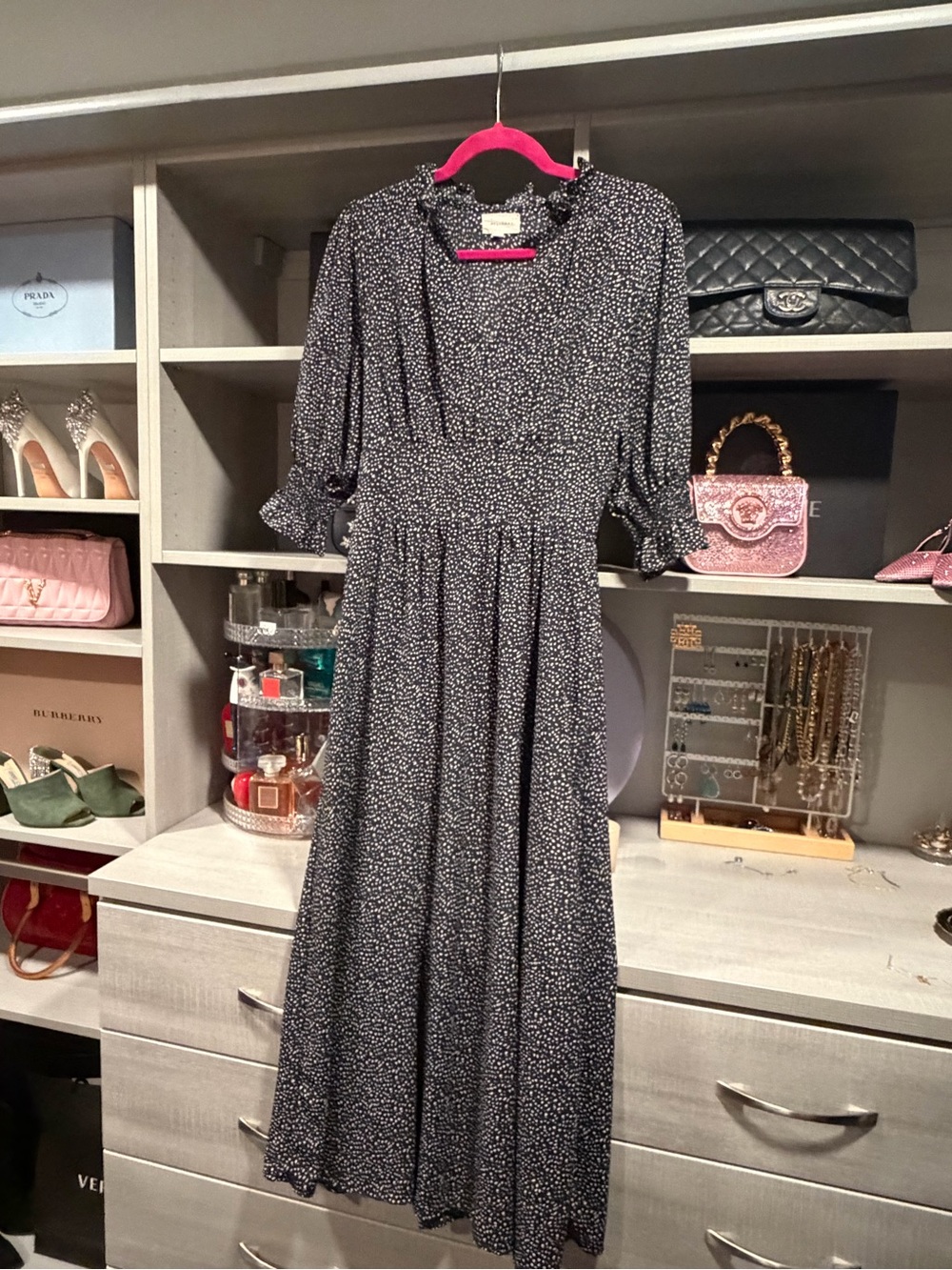 MELLODAY Black & White Polka Dot Maxi Dress